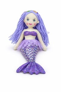 Papusa sirena textila muzicala 42 cm, canta „Bau Bau”, mov, jucarie copii +3 ani - Img 2