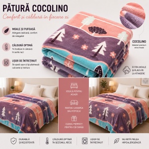 Pătură de pat moale și călduroasă pentru iarnă, design pentru copii, 220x200mm - Img 2