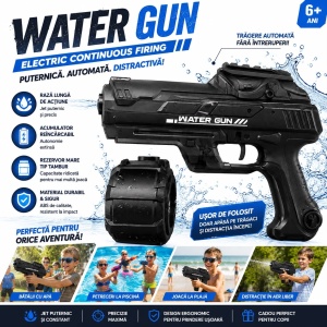 Pistol cu Apă Electric pentru Copii, Reîncărcabil USB, Tragere Automată Continuă, Rezervor Tip Tambur, culoare aleatorie - Img 2