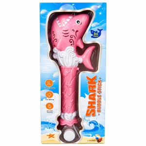 Pistol de jucarie electric cu baloane de săpun rechin roz, cu lumini LED, 40 cm - Img 2