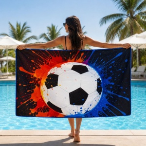 Prosop de Plajă cu Minge de Fotbal 88x180 cm – Design Sportiv Modern - Img 2