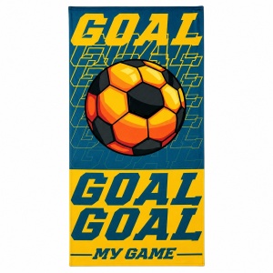 Prosop de plaja model dinamic cu minge de fotbal, 70x140 cm - Img 2