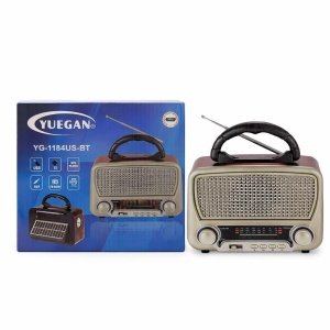 Radio portabil retro cu panou solar, Bluetooth, USB, FM/AM, acumulator reincarcabil