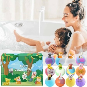 Set 12 Bile Efervescente de Baie pentru Copii cu Figurine Surpriză – Bombe de Baie Colorate cu Animăluțe - Img 6