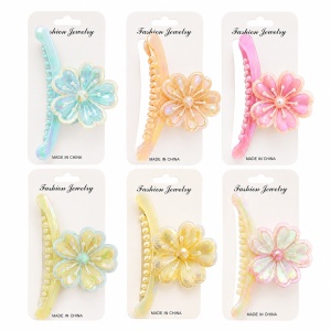 Set 12 Clești de Păr, model Floare 10 cm – Clame Elegante Colorate - Img 3