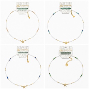 Set 12 Coliere Roxe, 40cm, Reglabile cu Margele Stralucitoare si Steluta de Mare