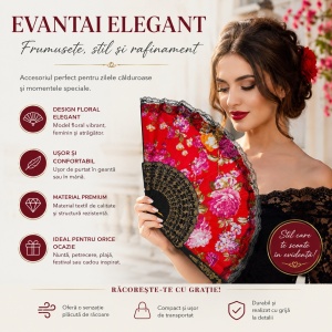 Set 12 Evantaie Elegante 23 cm – Modele Florale Vintage, Culori Diferite - Img 3