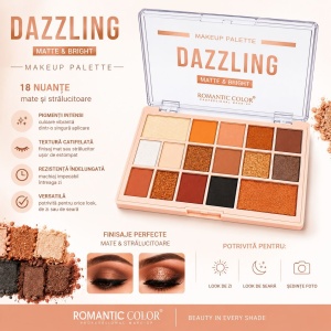 Set 12 Palete Farduri de Pleoape Romantic Color Dazzling Matte & Bright – 18 Nuanțe Mate și Sidefate - Img 3
