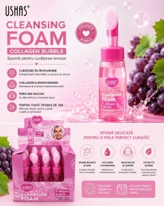 Set 12 Spuma de Curățare pentru Ten Ushas Collagen Bubble 240g – Cu Extract de Struguri - Img 2