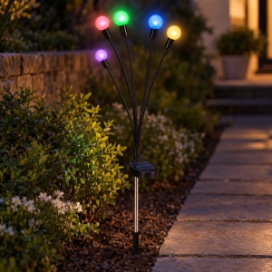 Set 2 Lampi solare decorative gradina, tip licurici, 6 LED multicolor, alimentare solara,38x6cm - Img 4