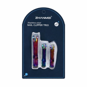 Set cu 3 Unghiere Profesionale ZHANMEI Nail Clipper Trio, Efect Rainbow, Otel Inoxidabil