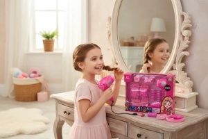 Set Fashion Makeup Playset pentru Fetite – Papuci, Uscator Jucarie si Accesorii, 25.5x19.5 cm, 3+ - Img 3