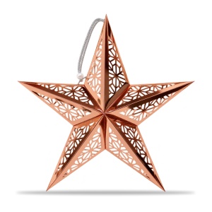 Stea decorativă de Crăciun, rose-gold, plastic și PVC, cu agățătoare, aprox. 45x40 cm - Img 2