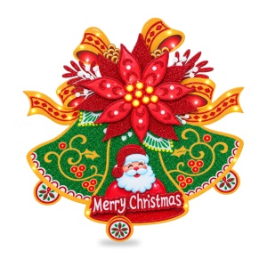 Sticker decorativ de Craciun cu clopotei aurii, pentru geam sau vitrina, 40x36,5cm