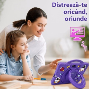 Tableta pentru copii 7 inch Android, 4GB RAM, 128GB, husa silicon, camera dubla, mov - Img 4