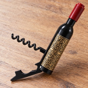 Tirbuson si desfacator sticle, model aleatoriu in forma de sticla de vin, 10 cm - Img 3