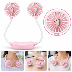 Ventilator de gât portabil, 2 trepte, încărcare USB, roz