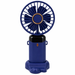 Ventilator de mana albastru cu ecran LED afisaj baterie 19x9,5 cm