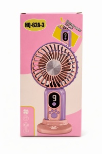 Ventilator portabil cu design labuta animalut, 9 viteze, display digital, suport inclus, crem cu verde - Img 2