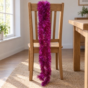 Beteală brad de Crăciun, fucsia, plastic metalizat, diametru 9 cm, lungime 2 m - Img 4