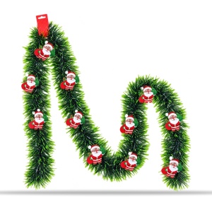 Beteală de Crăciun cu ornamente Moș Crăciun, verde cu vârfuri deschise, 200 × 9 cm, plastic - Img 7