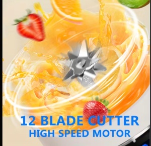 Blender portabil USB pentru smoothie, 12 lame inox, afisaj digital, gri - Img 4