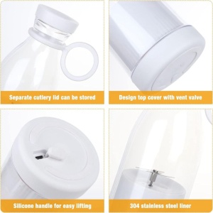 Blender portabil USB pentru smoothie si sucuri, mini mixer reincarcabil 420 ml albastru - Img 5