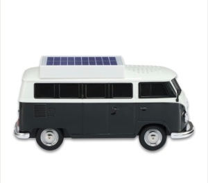 Boxă portabilă Bluetooth WSTER în formă de microbuz retro, cu încărcare solară, negru - Img 5