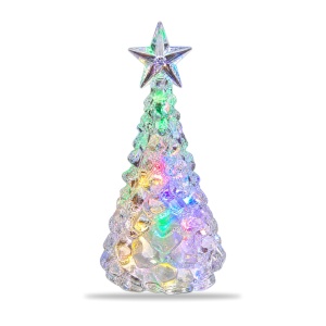 Brad decorativ de Crăciun cu LED multicolore, stea în vârf, din plastic, 20 x 8 cm - Img 2