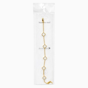 Brățară aurie Roxé cu simboluri albe elegante, reglabilă 18+5 cm