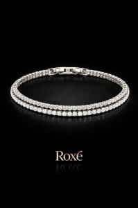 Bratara eleganta Roxe argintie cu cristale stralucitoare, design elegant, 17.5 cm - Img 2