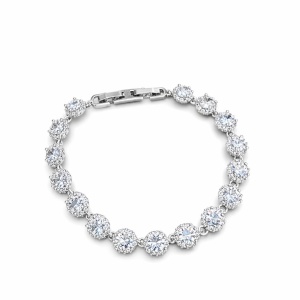 Bratara ROXE argintie cu cristale stralucitoare, design elegant, 18.5 cm - Img 2