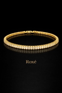 Brățară Roxé Aurie cu Cristale Dreptunghiulare Fine – Eleganță Delicată, 18 cm - Img 2