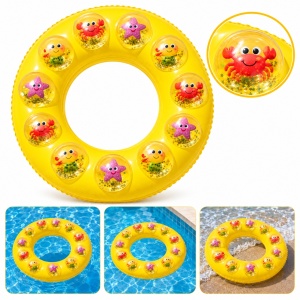 Colac Gonflabil Galben cu Animăluțe Marine, 60 cm – pentru Piscină și Plajă