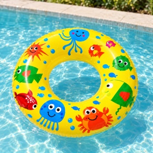 Colac Gonflabil Galben cu Peștișori și Animăluțe Marine, 50 cm – pentru Piscină și Plajă - Img 5