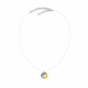 Colier Roxe cu pandantiv cristal iridescent rotund, 40 cm, reglabil – bijuterie elegantă damă