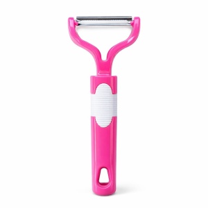 Curatator legume si fructe YIBOO roz, decojitor inox multifunctional cu maner ergonomic