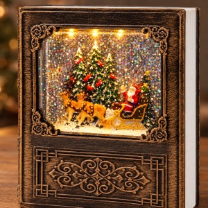 Decorațiune de Crăciun in forma de carte, cu lumini LED si muzică, 19x14,5 cm - Img 4