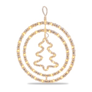 Decorațiune luminoasă de Crăciun, model brăduț, LED alb cald, pentru exterior, 220V, 34x33cm
