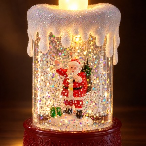 Decoratiune luminoasa in forma de lumanare LED cu Moș Crăciun, din plastic și PVC, 19x8 cm - Img 4
