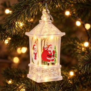 Felinar decorativ de Craciun cu lumina, model Mos Craciun sau Om de Zapada, 9x4cm - Img 3