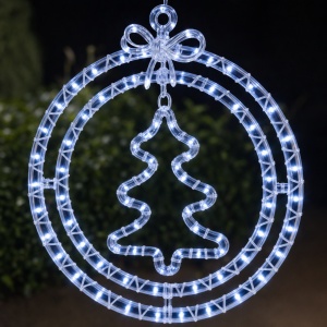 Figurina brad luminoasa LED, decoratiune Craciun de exterior, alb rece, 34x33cm - Img 3