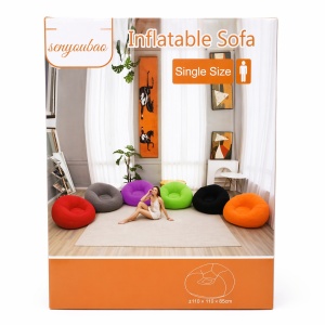 Fotoliu gonflabil portocaliu, cu pompă manuală inclusă, confortabil, rezistent - Img 2