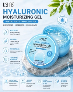 Gel Hidratant cu Acid Hialuronic USHAS 300ml – Hidratare Intensivă, Revitalizare și Catifelare - Img 2