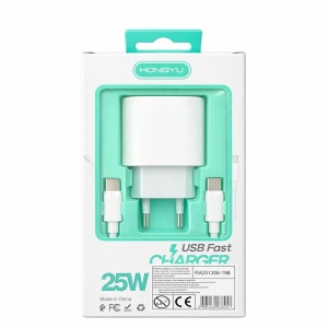 Încărcător priză Hongyu 25W Fast Charger cu cablu USB-C, încărcare rapidă