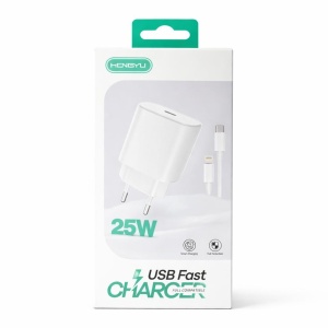 Încărcător rapid Hongyu 25W USB-C cu cablu Lightning, alb - Img 3