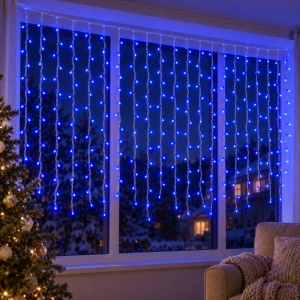 Instalație LED tip ploaie, 320 LED albastru, 9 m, interconectabilă - Img 4