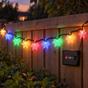 Instalatie solara de Craciun, LED in forma de fulgi de nea, 4 m, 20 LED multicolore - Img 4