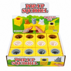 Jucărie Antistres Pop-Up Șoricel în Cașcaval 5cm– Squishy Squeeze Toy pentru Copii