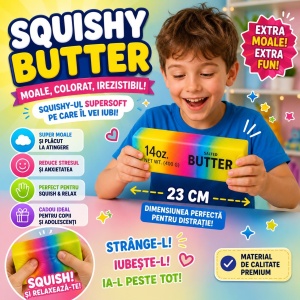 Jucărie Antistres Squishy Butter Multicolor Slow Rising, 23 x 4 cm, Super Moale și Elastică - Img 3